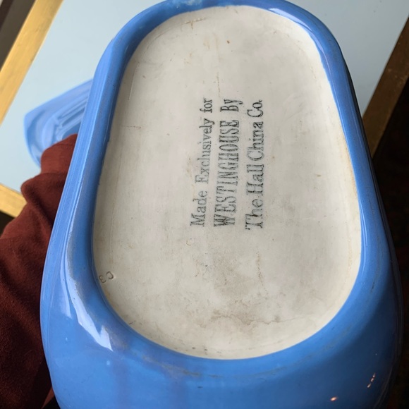 Art Deco Hall Pottery Pitcher Made For Westinghouse Vintage Delphinium Blue - Picture 5 of 5